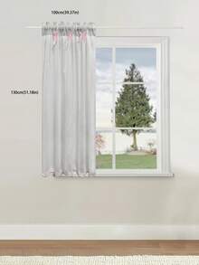 1PC Sweet French Country Lace Half Curtain, Top Rod Design - White Translucent Kitchen Short Curtain With Pink Bow Decoration, Soft Light Small Window Fabric Curtain, Suitable For Bathroom, Kitchen, Living Room And Other General Room Decor - White - View 10