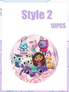 MASSDI Cartoon Character Pink Floral Print Disposable Party Set, Includes Decorative Paper Plates, Cups And Napkins, Lightweight Table Decor, Suitable For Birthday Parties, Holiday Parties, Picnics And Celebration Table Settings - 1 - View 7