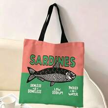 Colorful Sardine Print Casual Handbag, Reusable Fashion Bag, Multi-Functional Polyester Shopping Tote Bag 40x40cm - Multicolor - View 18