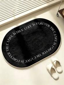 SANJIANGDI 1p White Letters On A Black Background Bath Mat, 0.6mm Faux Cashmere Material, Soft And Machine Washable, Suitable For Kitchen, Hallway, Bathroom, Living Room, Outdoor Entrance, And Toilet, Usable Year-Round And Adaptable To Various Occasions. - Multicolor - View 8