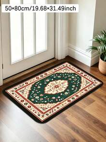 1pc Christmas Green Bohemian Floral Pattern Kitchen Mat, Soft Touch Absorbent Home Entrance Hallway Rug, Easy To Clean Washable Area Rug, Kitchen Runner Carpet, Suitable For Kitchen, Bathroom, Entrance, Laundry Room, Hallway, Bedroom, Living Room Decor, All Season, Great Gift - View 9