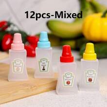12/8/4pcs Mini Bear Squeeze Sauce Bottles, Portable Condiment Containers For Ketchup, Honey, Salad Dressing And Chocolate Sauce, Bento Box Accessories, Suitable For Camping, Party, College Dorm And Back To School - Multicolor - View 14