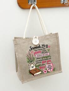 Tas Tangan Motif Ayat Alkitab, Tas Kanvas Motif Ayat Alkitab, Tas Kosmetik, Tas Penyimpanan, Tas Belanja, Tas Penyimpanan Multifungsi, Tas Belanja untuk Wanita Saleh, Kelompok Studi Alkitab, Pembaptisan, Natal, dan Ulang Tahun - MultiWarna - View 7