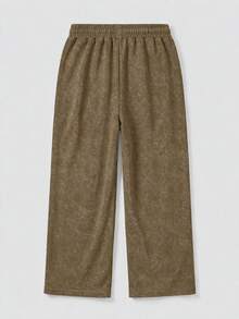GRDR Men's Elastic Waist Drawstring Casual Pants, Washed Loose Drape Lazy Wide Leg Long Pants - Brown - View 5