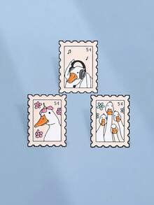 QIHOO 1pc Cute Duck Enamel Brooch Set, Cartoon Goose Lapel Pin, Funny Animal Brooch For Backpack, Clothing, Jewelry Decoration Gift - Multicolor - View 3
