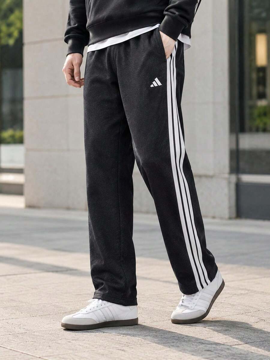Adidas Men's Sports Long Pants ST 3ST DENIM PT Climawarm Technology Comfortable Lightweight Straight Leg Training Pants KR2524 - Black - View 1
