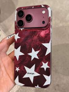Stylish Colorful Stars Tinfoil Pattern Phone Case Compatible With IPhone 18 17 Pro Max 17 Pro 16 Pro Max 16 Pro 16 15 Pro Max 15 Pro 15 14 Pro Max 14 Pro 14 13 12 Pro Max 13 12 Pro 11 Cute Solid Color Shockproof Protective Cover - Burgundy - View 3