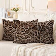 1pc Vintage Leopard Print Plush Pillow Cover, Suitable For Bedroom, Living Room, Sofa, Holiday Decor (Pillow Insert Not Included) - Multicolor - View 13