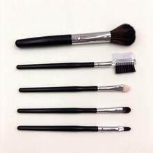 5‑Piece Versatile Makeup Brush Kit Portable Face Eye Cosmetic Tools For Daily Beginner Makeup - Black - View 4