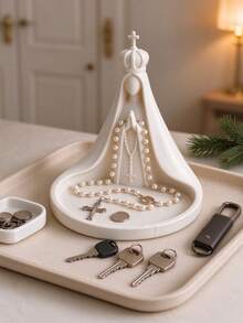 Virgin Mary Statue Jewelry Tray, 3D Printed Jewelry Tray, Desktop Storage Box, Suitable For Earrings, Rings, Necklaces, Bracelets, Keys And Other Jewelry Storage, Ideal Religious Gift - Multicolor - View 9