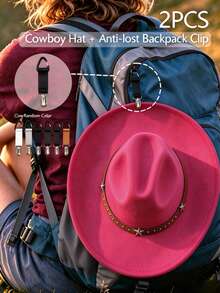 1pc/2pcs Western Cowboy Hat, Soft Wool Felt Material, Leather Band Decoration, Unisex, Suitable For School, Halloween, Festivals, Daily Casual Occasions - Multicolor - View 16