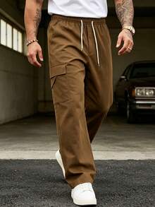 Men's Casual Sports Pants, Outdoor Durable Straight Leg Cargo Pants With Multiple Pockets, Suitable As Gift For Husband, Father, Friends - Brown - View 2