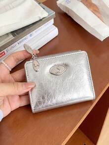 XD Korean Style Zipper Wallet, Multi-Card Slot Envelope Wallet, Wrinkled Texture Women's Wallet, Minimalist Bifold Bag, Women's Gift - Multicolor - View 12