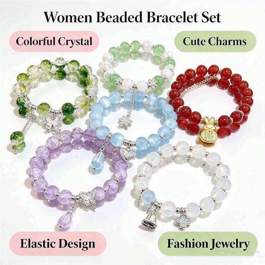 1/2/3/5pcs Beaded Bracelet For Women, New Chinese Style Retro National Wind Niche Delicate Student Friendship Accessories - Multicolor - View 1