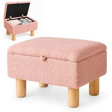 Teddy Fur Storage Ottoman Bench With Folding Design - Pink - View 6