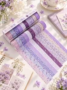 10 Rolls/Box Of Brightly Colored Floral Washi Tape,6 Colors With Small Flower Patterns.For Stationery, DIY Crafts, Scrapbooking, Gift Box Decoration. - Multicolor - View 6