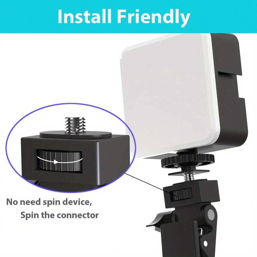 Selfie Light Clip Accessory (Clip Only), Ring Light Clip Adapter Replacement Part, Zoom Light Clip Accessory, Compatible With Phone, Apple Computer, Laptop, Tripod, Computer - Black - View 1