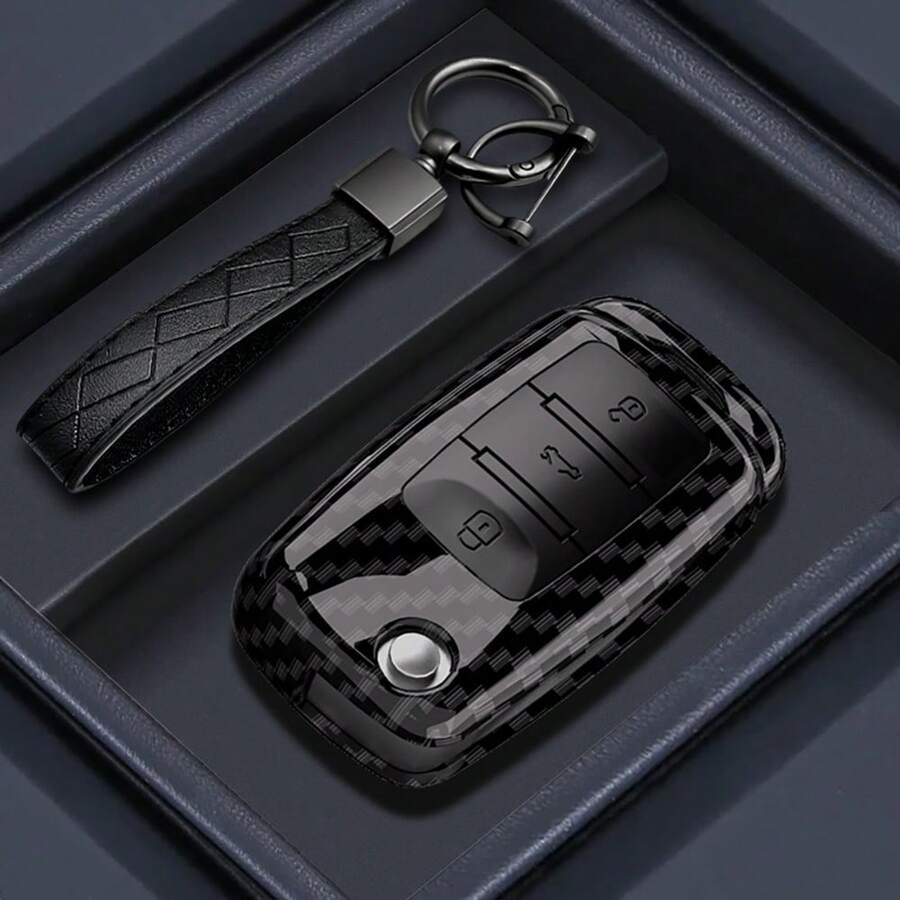 ABS Carbon Fiber Car Key Case Cover Shell For VW Polo Golf Passat ...