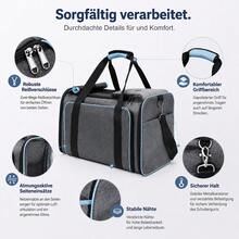 Erweiterbare faltbare Transporttasche für Katzen & kleine Hunde – 48*30*31 cm (ausgeklappt 80 cm), aus wasserdichtem Oxford-Gewebe & Netzgewebe, mit Schultergurt & abnehmbarem Kissen - Babyblau - Übersicht 6