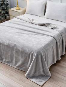 1pc Solid Color Shiny Microfibre Wellsoft Throw Blanket Soft Plush Warm Thick Cosy Suitable For Bedroom Living Room Sofa Couch Bed All Seasons Home Decor Gift - Light Grey - View 1