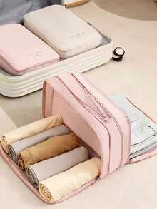 Compressible Travel Clothes Storage Bag With Compartments, Large Capacity Lightweight Dust-Proof Organizer Bag For Home Storage, Suitable For Quilts And Down Jackets, Multi-Functional Oxford Bag For Travel, Vacation And Daily Use - Multicolor - View 1