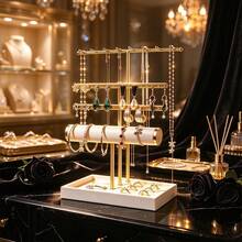 1pc 3-Tier Iron Jewelry Display Stand, Luxury High-End Necklace, Bracelet, Earring Jewelry Display Prop - Multicolor - View 1