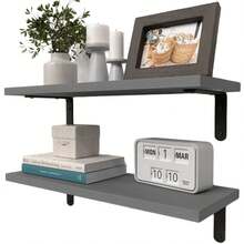 1 Piece Floating Wall Shelf, Wood Grain Wall Mounted Storage Rack, Display Shelves For Decor Picture Frame Plant, Home Organizer For Living Room Bedroom Kitchen - View 6