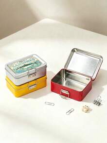 Vintage Sardine Flip One-Sided Mini Buckle Small Iron Box, Jewelry Storage Box Travel Small Jewelry Storage,Birthday Gift For Back To School Season - Multicolor - View 5