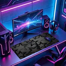 Star Graffiti Mouse Pad Black Grey Texture Desk Mat Extended XL MousePad Office Desk Accessories Multicolor Non-Slip Stitched Edge Computer Mat For Desk 35.4x15.7 Inches Rubber Base Laptop Keyboard Pad For Home Office & Gamers - View 4