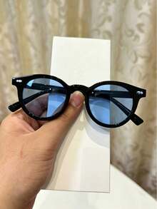 Men's Fashion Glasses, Perfect Gift For Boyfriend - Black Frame Blue Film - View 4