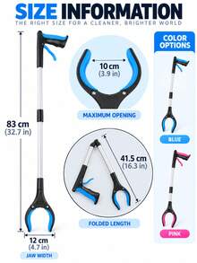 1pc Long Handle Trash Picker Grabber Tool, Sanitary Litter Picker, Sanitation Clamp For Toilet, Outdoor Garbage Pickup, Household Use - Multicolor - View 7