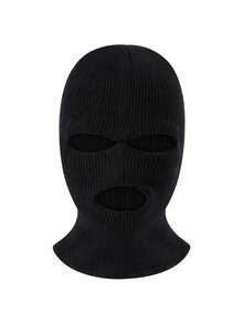 1pc Men's & Women's Autumn/Winter 3-Hole Knitted Warm Balaclava Hat, Multi-Functional, Suitable For Daily Wear, Windproof & Cold-Resistant - Multicolor - View 4
