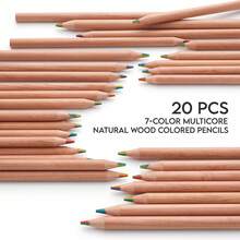 20/30/40 buah Pensil Warna Konsentris 7 Warna Kayu Alami, Desain Kreatif 7-in-1, Halus dan Mudah Digunakan, Cocok untuk Melukis, Mewarnai, Membuat Sketsa, Ilustrasi, Gradien, dan Penggunaan Seni Profesional - A - View 8