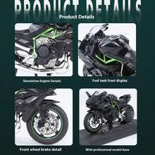 1:18 Scale Steerable Shock-Absorbing Motorcycle Model, Bedroom Decor Vehicle Ornament Collection, Suitable For Birthday Gift, Holiday Gift, Halloween, Back To School, Graduation, Christmas - Black - View 4