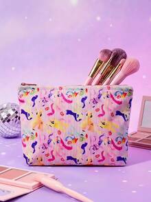 My Little Pony G4 X Joivida حقيبة مكياج بسحاب مطبوعة برسومات كرتونية للحصان الصغير على كامل السطح من قماش الكوردروي لتخزين مستحضرات التجميل للسفر والاستخدام اليومي - حصان - مشاهدة 1