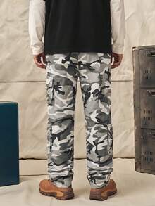 Norleigh 1pc Men's Casual Sports Cargo Pants, Loose Straight Fit With Wrinkled Texture, Suitable For Home And Outdoor Activities - Light Grey - View 2