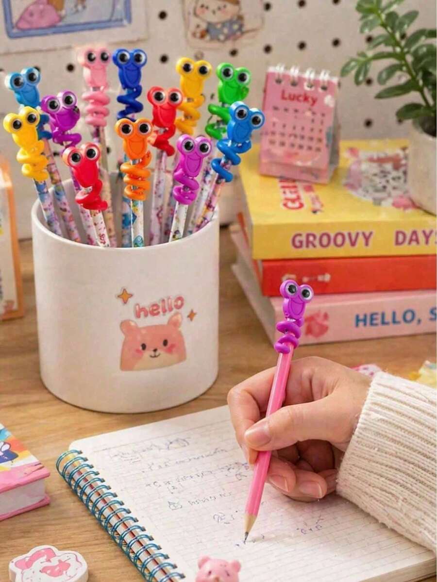 1/5/10pcs Cute Big Eye Pencil Toppers, Colorful Pencil Caps, Soft Pencil Tip Protectors, Classroom Rewards And Party Favors, Birthday Gifts, Gift Fillers - A - View 1