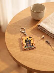 1pc/6Pcs Halloween Stamp Acrylic Keychain, Cartoon Ghost Pumpkin Lantern Cat Keyring Set, Cute Trick Or Treat Postmark Decoration, High-Quality Transparent Acrylic, Multi-Functional Decoration For Backpack, Phone, Planner And Bag Accessories. - Multicolor - View 6