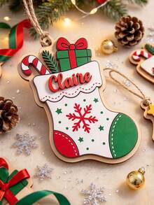 Personalized Custom Name Christmas Wooden Ornament, Customized Xmas Tree Hanging Decoration, Family Holiday Decor Christmas Tree Hanging Tree Decorations, Ornaments Set, Decorations Indoor, Decorations For Tree - Multicolor - View 7