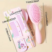 3pcs Cute Cartoon Hair Comb Set, Cushion Brush, Fine Tooth Comb, Tail Comb, Suitable For All Hair Types, Holiday, Birthday, Gift. - A - View 5