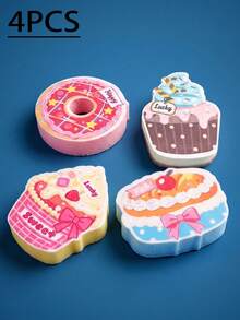 4pcs Realistic Donut Dish Washing Sponges, Absorbent Oil-Resistant Thickened Sponge Scrubbers, Cute Cleaning Tools For Dishwashing And Stain Removal - A - View 11