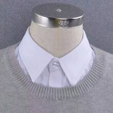 4/2/1pc Solid Color Detachable Half Shirt Fake Collar, Neutral Versatile Pointed Collar Fake Shirt Collar, Suitable For Matching With Sweaters And Coats - Multicolor - View 2