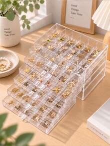 1pc Jewelry Box, Acrylic Jewelry Storage Box, Suitable For Jewelry And Accessories. Drawer Design For Easy Access, Transparent Minimalist Style Perfect As A Gift For Wife Or Daughter On Halloween, Thanksgiving Or Christmas! Back To School Dorm Storage - Multicolor - View 6