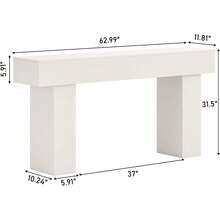 Mesa consola rectangular de 63 pulgadas de madera, mesa de entrada blanca clásica, mesa lateral para pasillo, foyer y sala de estar, estructura estable y montaje sencillo - 1 - Ver 6