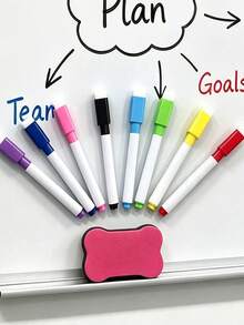 Erasable Magnetic Whiteboard Markers, Suitable For Writing, Teaching, Drawing And Coloring; Featuring Erasable Design, Large Ink Capacity, Perfect For Quick Sketching, Doodling And Back To School Use - Multicolor - View 1