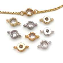 2pcs 18K Gold Plated Round Zirconia Double Loop Connector Charms Crystal Rhinestone Links For DIY Bracelet Necklace Jewelry Making Accessories - Multicolor - View 6