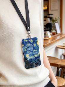 Van Gogh Starry Sky Pattern Card Set, Van Gogh Painting Series Design, Can Be Used As Bag Charm, Keychain, Can Store ID Card, Celebrity Card, Bus Card, Meal Card, Subway Card, Photo, Residence Permit, Access Card, Etc., With Protective Function. For Daily Use, Decoration Or As A Gift For Friends, Family, Lovers' Valentine's Day Gift, Birthday Gift, Christmas Gift - Multicolor - View 5