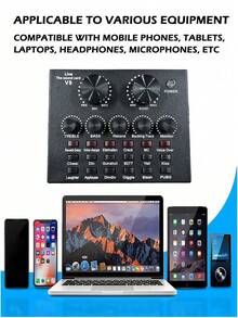 PC USB External Sound Card Audio Live KTV Sound Card, Suitable For Live Streaming, Karaoke, Recording, 500mAh Live Streaming Audio Interface For PC Computer Broadcasting Podcast Production Studio Equipment - View 3