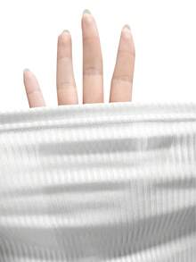 Women's Shoulder Cutout Slim Fit Ribbed Long Sleeve Top, Y2K Style, Spring/Summer Casual, Summer Top, Women's Summer Lightweight Clothing - White - View 8