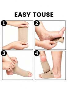 4PCS Elastic Bandage Silicone Arch Support Insoles, Breathable & Sweat-Absorbing Silicone Foot Cushion, Soft & Breathable Arch Socks - 1 Pair Apricot + 1 Pair Black - View 2